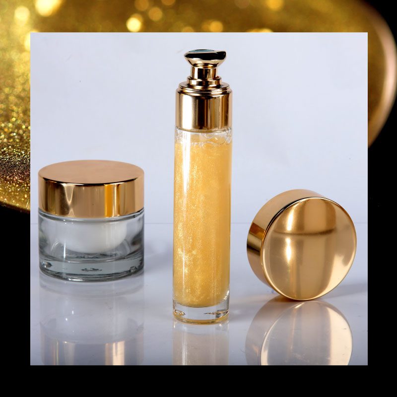 OEM skincare Manufacturer of luxury and gold cosmetics and skincare products, enriched with precious ingredients such as champagne extract, caviar, pearl, 23 and 24-carat gold and hyaluronic acid. 