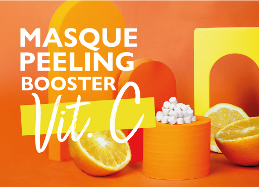 Masque peeling booster d’éclat à la Vitamine C, un soin innovant qui allie l’efficacité d’un complexe enzymatique de fruits et la puissance revitalisante de la Vitamine C. Présenté sous forme de pastilles, ce masque se réhydrate simplement avec un peu d’eau pour se déliter en une texture douce, prête à être appliquée sur le visage