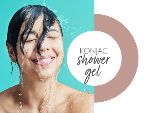 Konjac shower gel formulated with a natural and plant-based gelling agent coming from konjac's roots